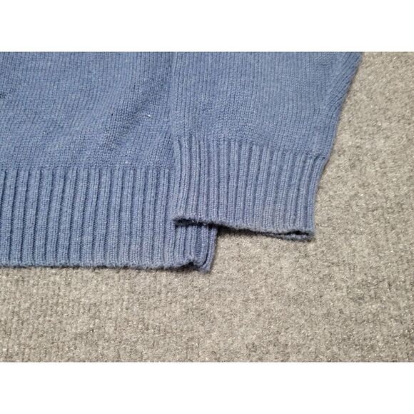 Polo Ralph Lauren Sweater Men L Blue 1/4 Zip Pullover Pony Leather Pull Cotton - Picture 3 of 13